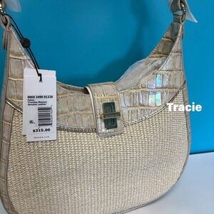 Brahmin Iridescent Cream Shoulder Bag Tiramisu Manava